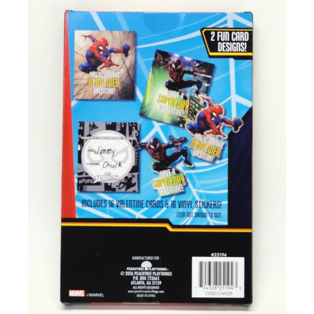 Marvel Spiderman 16 Valentine Exchange Cards And Vinyl Stickers Lot of 3 NEW